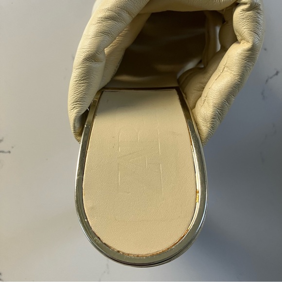 Zara Quilted Braided Leather Heeled Mules Vanilla Yellow US 6.5 EU 37 UK 4.5 - Picture 6 of 11